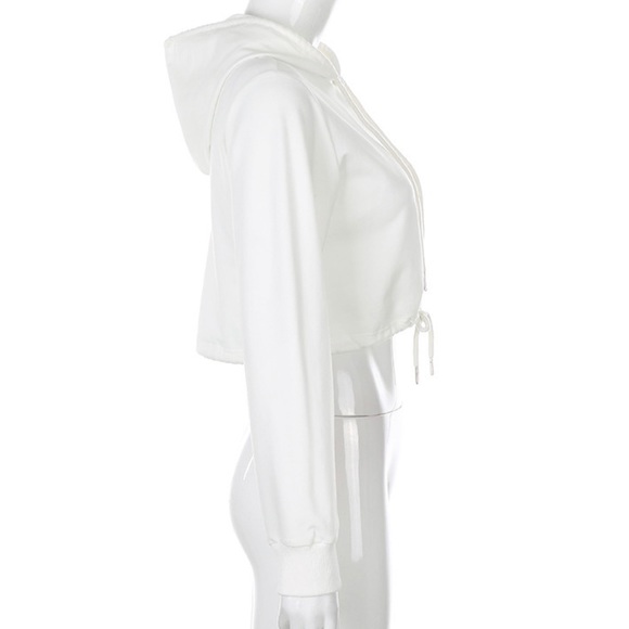 White Cropped Hoodie - Picture 7 of 7